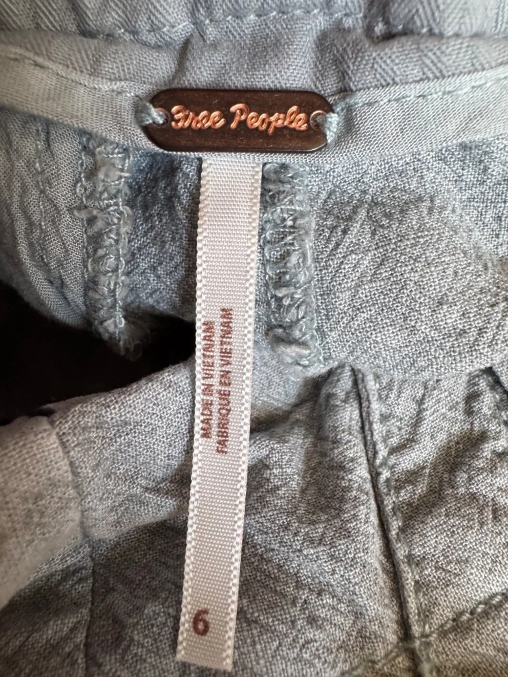 Free People Calla Pleated Trousers Silver Blue Linen Blend Size 6